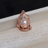 S925 Silver Pagoda Bird Cage Suitable for 7-8.5mm Non Perforated Pearl Pendant
